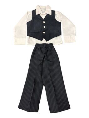 Vintage Happy Fella Toddler Boys Vest Shirt Pants Suit Set
